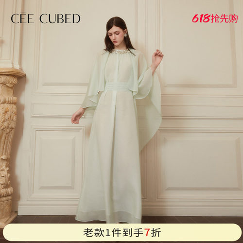 CEECUBED雪纺披肩斗篷连衣裙