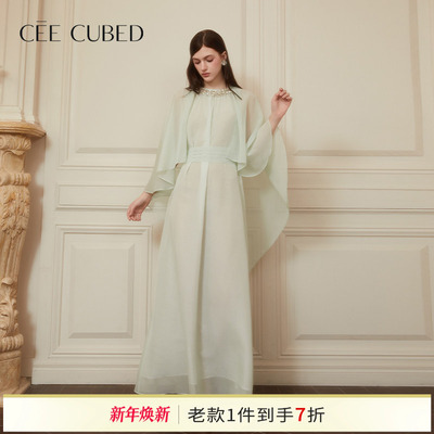 CEECUBED雪纺披肩斗篷连衣裙