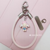 高级钛金属皮绳手机链钥匙链正版 泡泡玛特抱抱萌粒潮玩挂件礼物