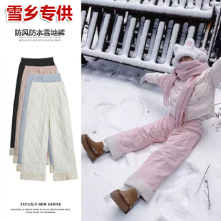 哈尔滨防寒防风防水棉裤新疆禾木长白山雪地穿搭雪景氛围感裤子冬