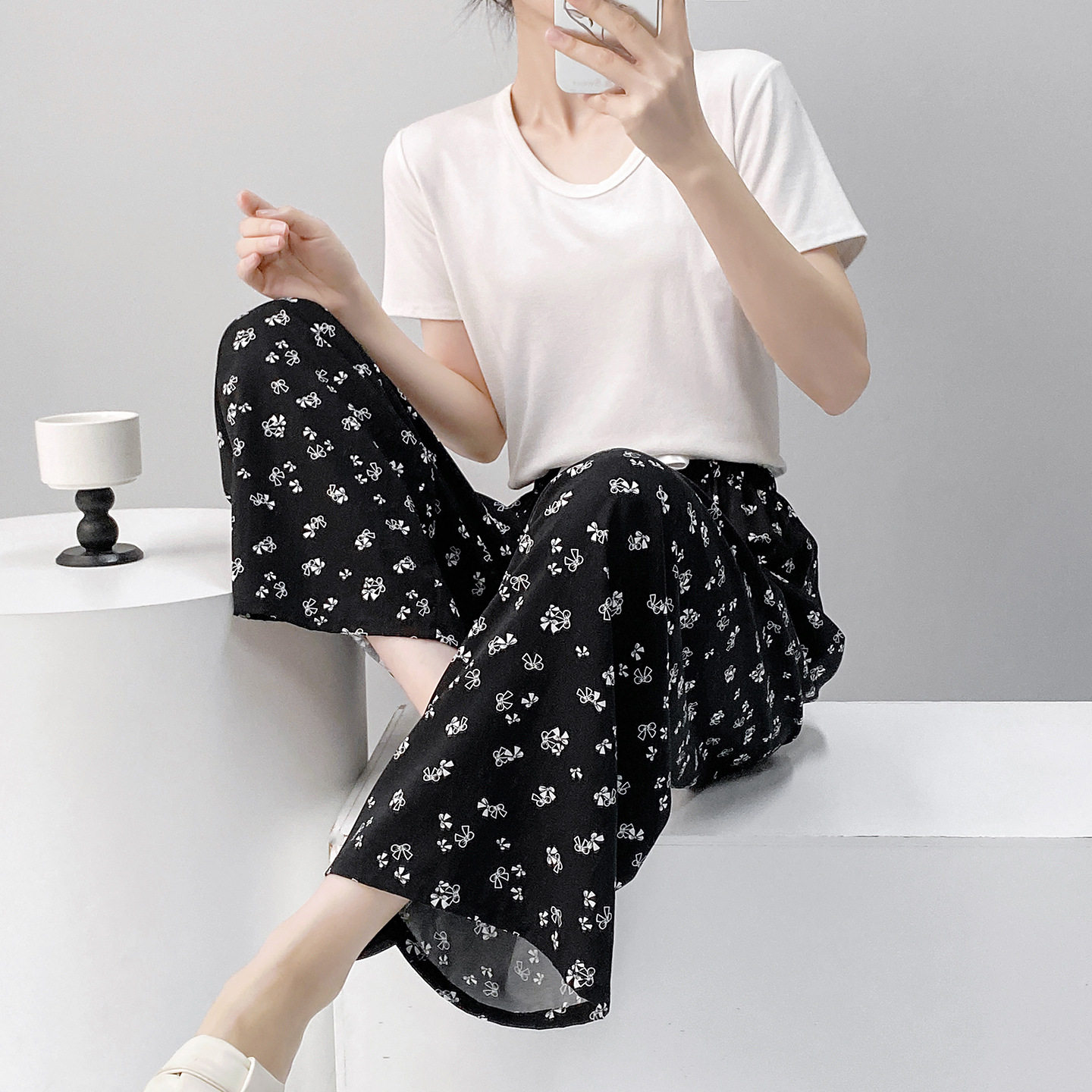 九分棉绸睡裤夏东风尼薄款棉球外穿粘稠东方绸女裤绵绸裤子小个子