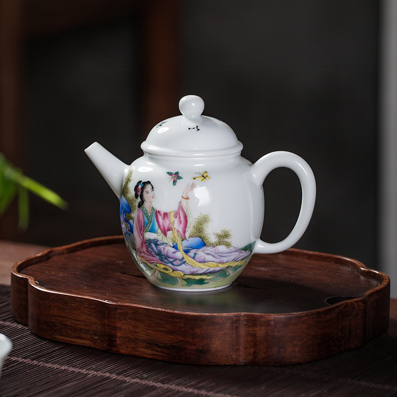 枭窑手工手绘香妃8头套装珐琅彩