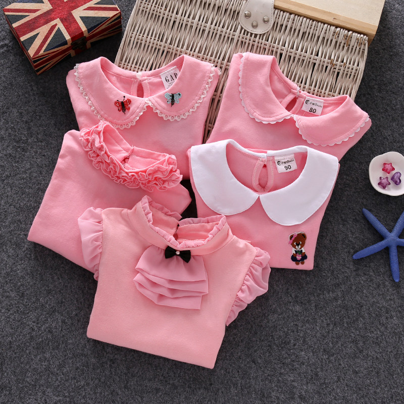 girl Long sleeve t-shirt 1 At the age of 3 baby Doll collar Base coat children jacket pure cotton Spring and autumn 2 Female baby Autumnin the Children/Baby/Family fitted , T-shirt  category - from Buy2taobao.com to provide professional Taobao agent buy service