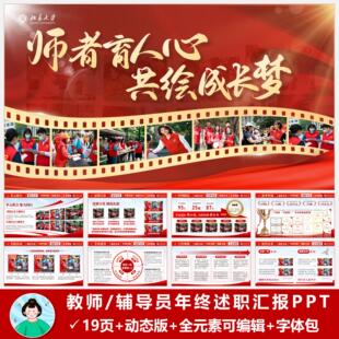 教师辅导员年终述职汇报PPT模版动态版【短信自动发货】