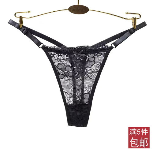 低腰性感蕾丝透明可调节丁字裤