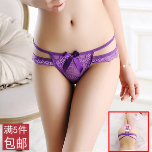 内裤 欧美风性感法式 ****透视诱惑低腰丁字裤 女士舒适薄款 蕾丝t裤
