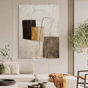 纯手绘油画年华客厅沙发背景墙极简侘寂风肌理装饰画玄关抽象挂画