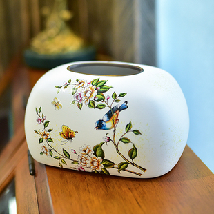 陶瓷家用抽纸盒客厅新中式 餐巾纸盒纸巾盒轻奢高档 创意纸抽盒美式