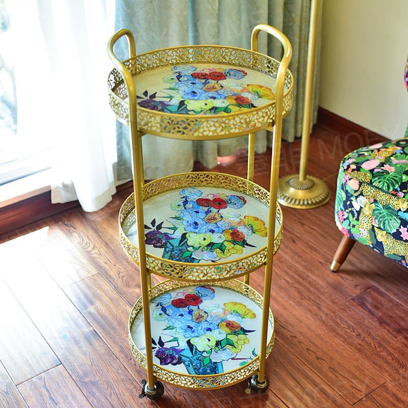 餐桌旁置物架推车客厅三层边几厨房带轮餐车可移动家居装饰摆件