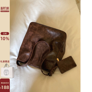 南风Chio2nd 秋色雨夜托特包包女春夏复古油腊皮通勤大容量单肩包