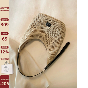 南风Chio2nd 蜜蜡绳高级手工草编包包女春夏单肩斜挎编织包 牛皮