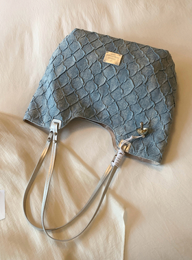 南风Chio2nd 浅草絮语托特包包女春夏上班通勤包牛仔蓝手提单肩包