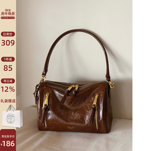 南风Chio2nd 梧月琉光枕头包包女复古油蜡皮腋下包通勤单肩斜挎包