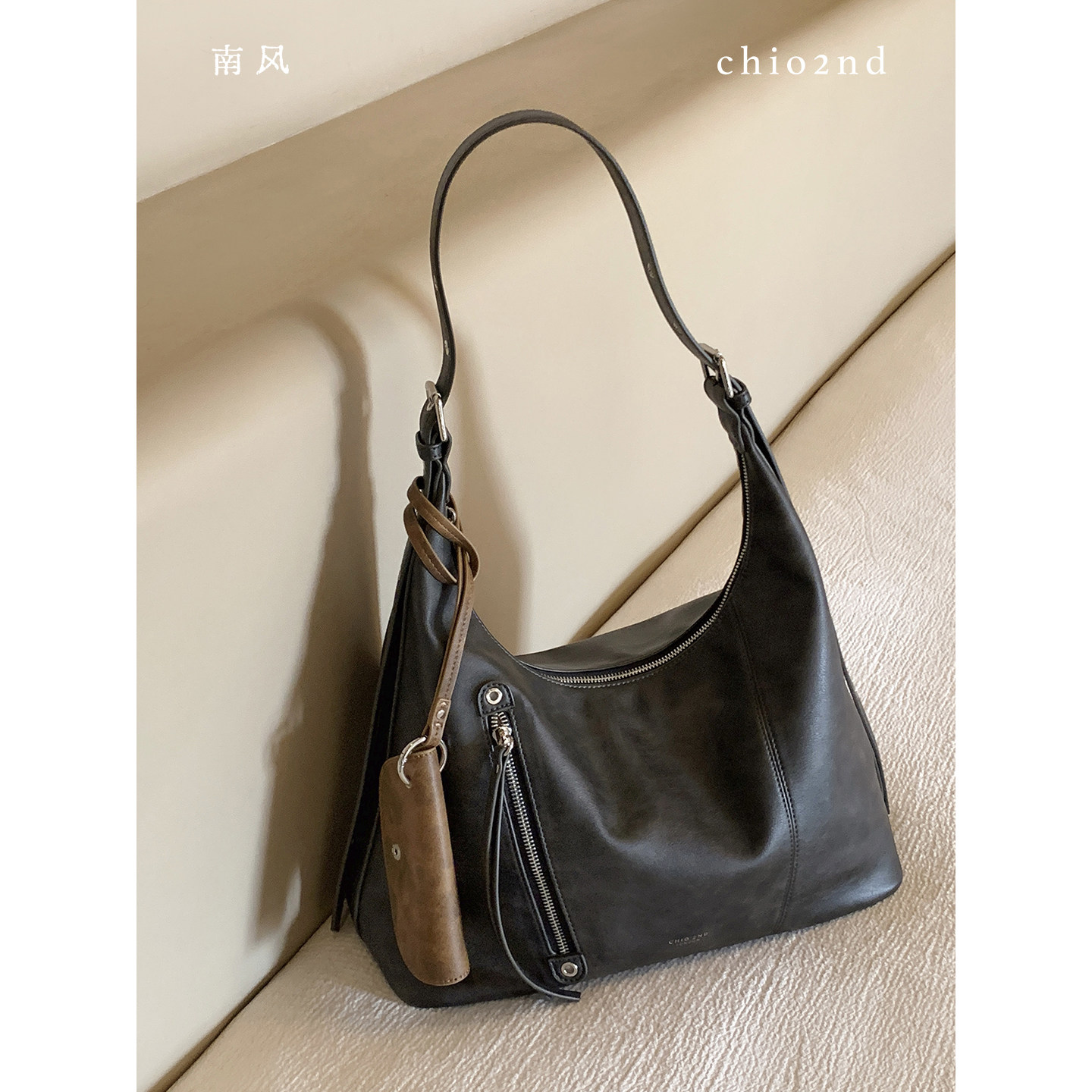 南风Chio2nd 冬日序章托特包包女大容量黑色hobo包松弛单肩斜挎包