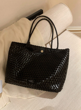 南风Chio2nd 静夜维港托特包包女士通勤黑色编织包大容量单肩包