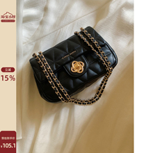 CIERRA KOREY香榭花园小方包包女2023新款黑色菱格链条单肩斜挎包