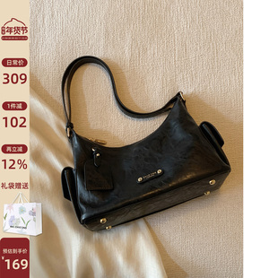 南风Chio2nd  秋日扉页托特包复古潮酷黑色包包女质感单肩斜挎包