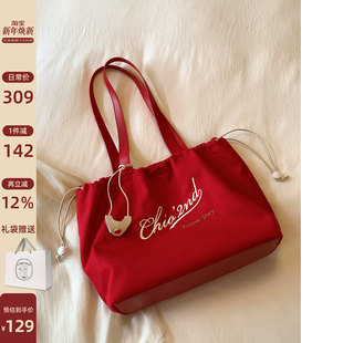南风Chio2nd 气日记托特包包女大容量红色帆布包通勤手提单肩包 元