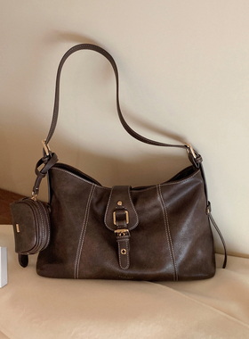南风Chio2nd 太妃榛果腋下包包女大容量深棕色复古通勤单肩斜挎包