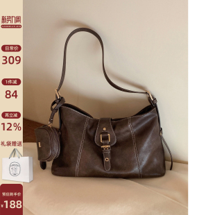 南风Chio2nd 太妃榛果腋下包包女大容量深棕色复古通勤单肩斜挎包