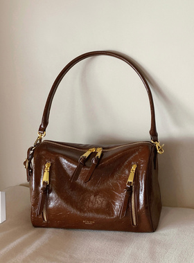 南风Chio2nd 梧月琉光枕头包包女复古油蜡皮腋下包通勤单肩斜挎包