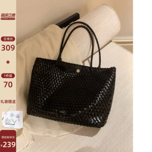 南风Chio2nd 静夜维港托特包包女士通勤黑色编织包大容量单肩包