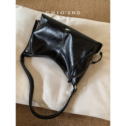 南风Chio2nd 松弛黑皮hobo流浪包中性风托特包大容量单肩包斜挎包