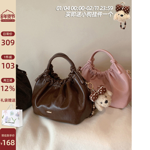 南风Chio2nd 流光宴曲手提云朵包包女款复古褶皱手提包单肩斜挎包