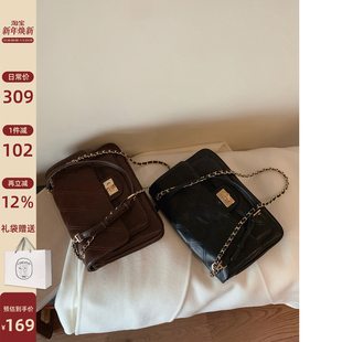 南风Chio2nd 哥本剧场链条包包女油蜡皮邮差包复古菱格单肩斜挎包