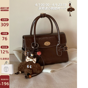 绯光巴黎手提包包女复古油蜡皮质感通勤包单肩斜挎包 南风Chio2nd