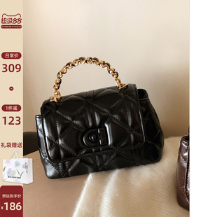 南风Chio2nd 荣耀巴黎小方包包女黑色菱格手提包百搭单肩斜挎小包