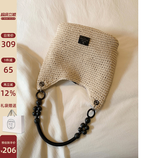 南风Chio2nd托特包蜜蜡绳高级手工编织包包女秋草编包单肩斜挎包