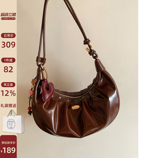 巧心褶皱腋下包包女复古小众高级感月牙包单肩斜挎包 南风Chio2nd