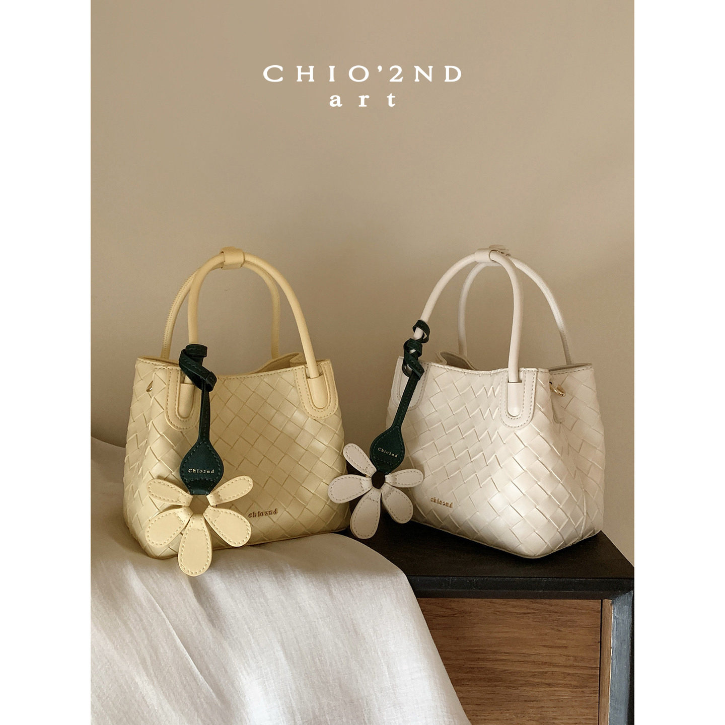 南风Chio2nd花朵编织水桶包图片