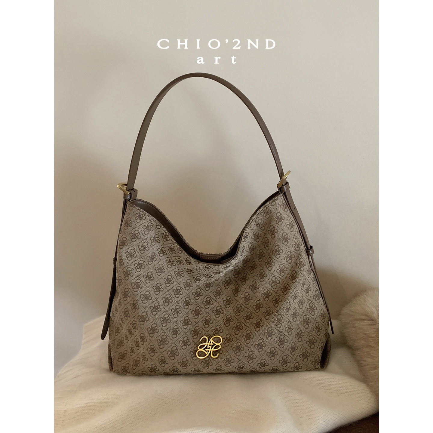 南风Chio2nd 斓禾托特包包女大容量复古老花hobo包通勤单肩斜挎包