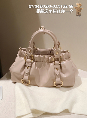 南风Chio2nd 纷香蔷薇褶皱手提包包女款温柔小拎包通勤单肩斜挎包