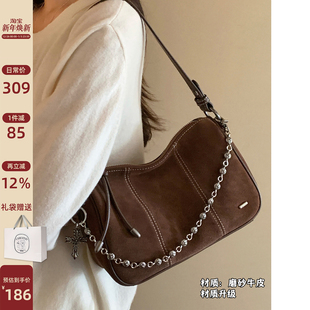 南风Chio2nd 磨砂真皮牧野旅者腋下包包女复古通勤麂皮单肩斜挎包