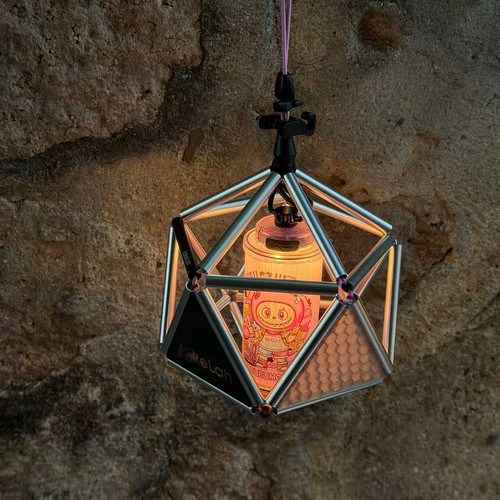 粉色绳搭配 户外露营创意玲珑灯罩多边形灯罩可换灯片玩法多样