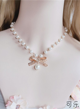日常百搭风欧式白色珍珠花嫁项链