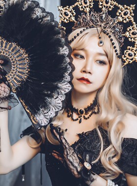 Lolita洛丽塔圣母光环头饰发饰华丽黑色头冠暗黑哥拍照走秀大全套