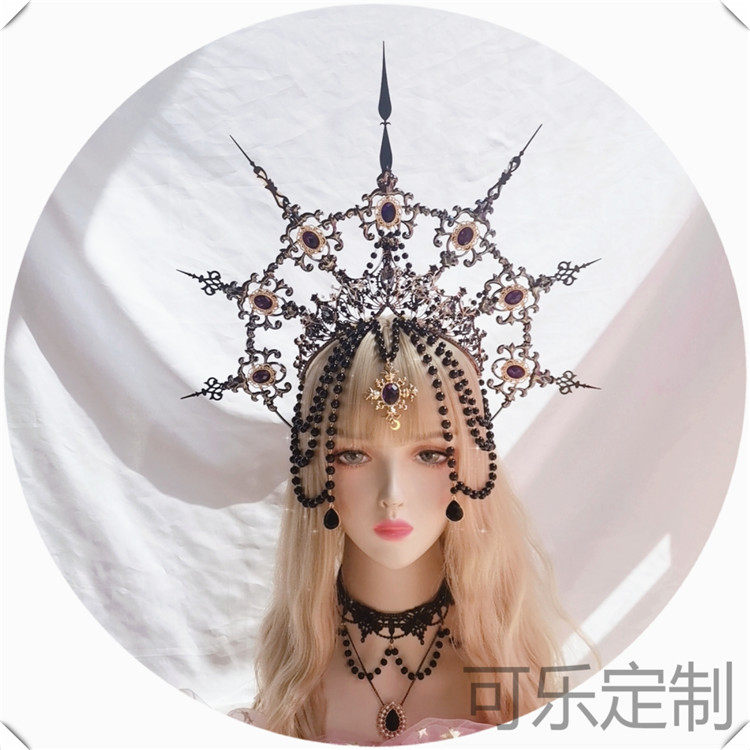 原创Lolita圣母光环皇冠头冠暗黑夸张指针头饰走秀拍照摄影发箍