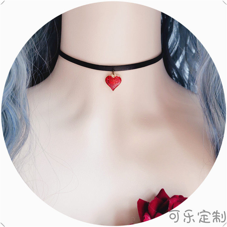 原创Lolita项链暗黑哥特式搞死颈链颈圈爱心皮质复古脖饰少女项链