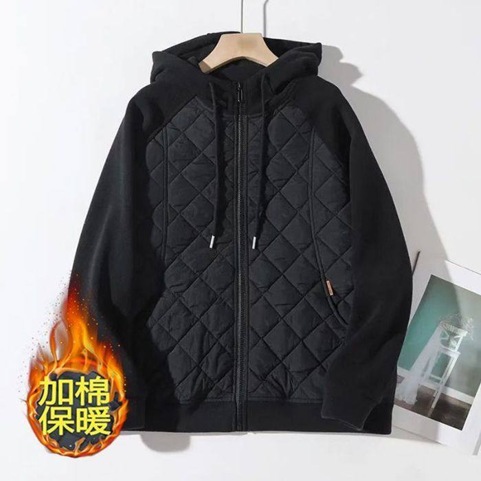 90-300斤大码女秋冬新款夹棉外套女韩版拉链加厚百搭连帽防风棉服