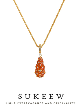 SUKEEW/酥可【炽焰】气质小红花松果吊坠项链266104