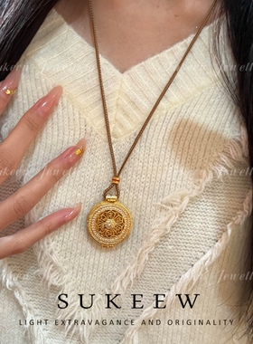 SUKEEW/酥可 新中式轻奢编织绳可开合莲花随身佛优雅吊坠项链女