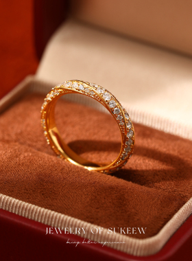 轻奢缠绕小众满镶戒指