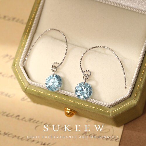 SUKEEW/酥可【海蓝泪】时尚甜酷蓝镶耳钩耳环242014