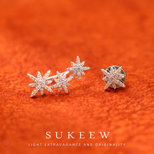 SUKEEW酥可百搭米字星不对称耳环