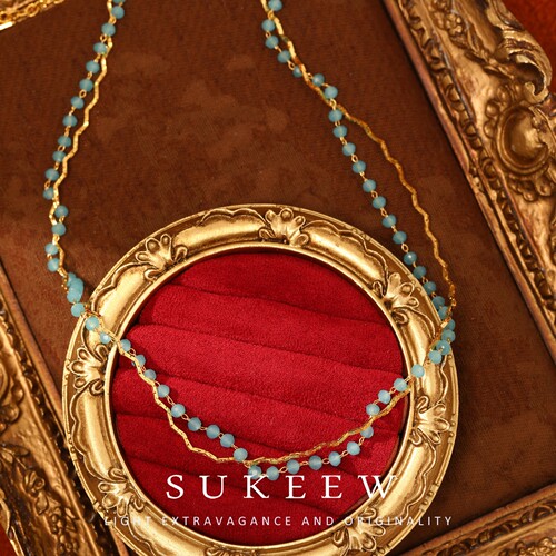 SUKEEW/酥可【蓝紫星辰】双层时尚波浪精致项链257103