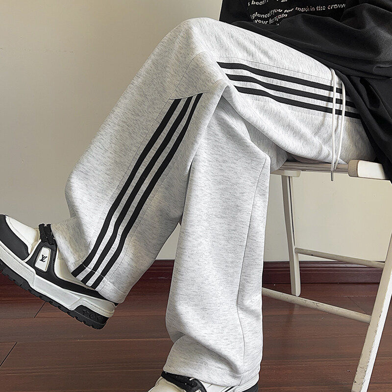 外贸出口原单尾货运动裤子男春秋款宽松大码阔腿裤情侣冬季加绒厚